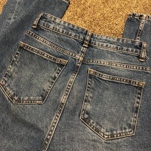 Blue denim wide leg jeans